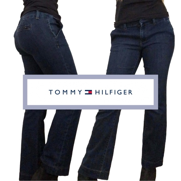 Tommy Hilfiger Denim Straight Leg Boot Trouser Mid-Rise Dark Jeans Women's 4/6 - Picture 12 of 13